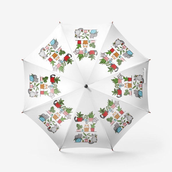 Зонт «Котики и домашние цветы»