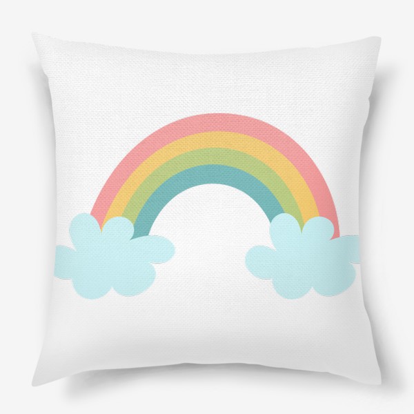 Подушка «Цветная радуга в облаках. Летний радужный принт»
