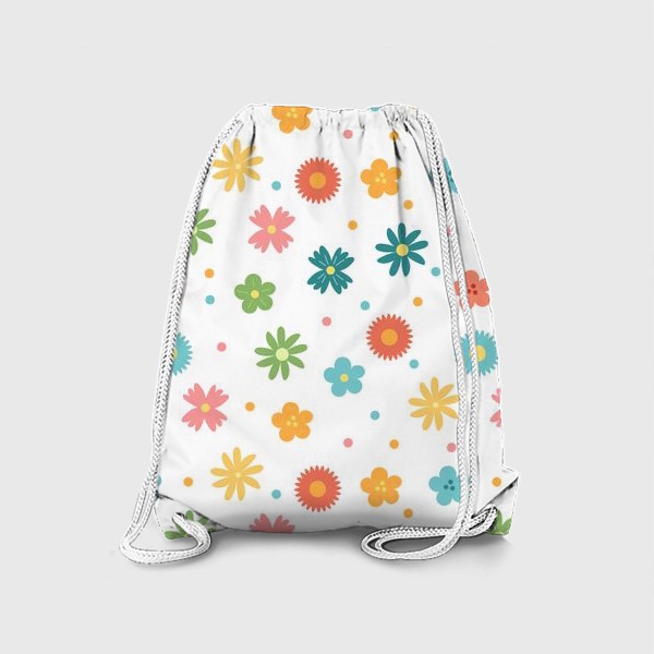 Рюкзак «Цветы на белом фоне. Летний или весенний узор »
