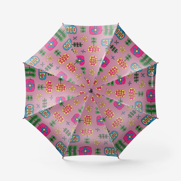 Зонт «Сказочные цветы на розовом»