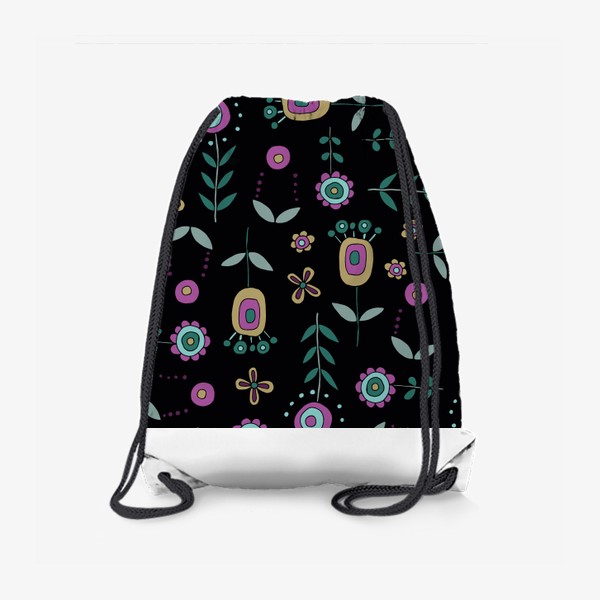 Рюкзак «Красивые цветы на черном»