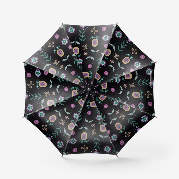 Зонт «Красивые цветы на черном»