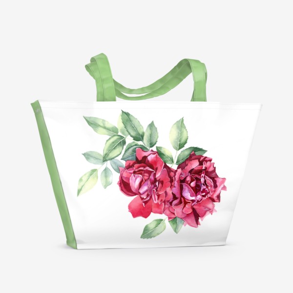 Пляжная сумка «Красные розы акварелью»