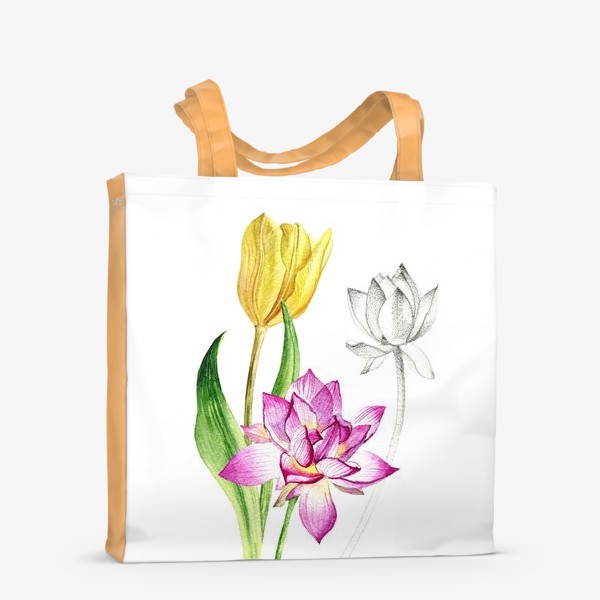 Сумка-шоппер «цветы акварелью»