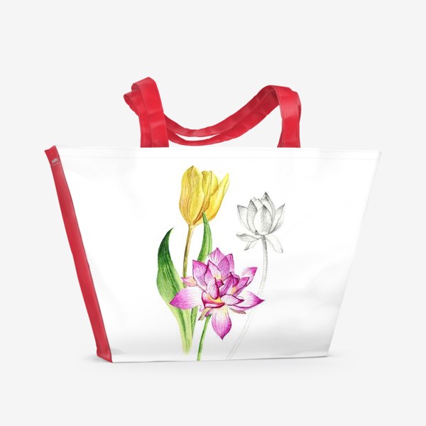 Пляжная сумка &laquo;цветы акварелью&raquo;