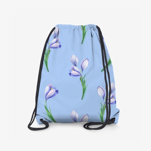 Рюкзак «Нежный голубой принт с крокусами»