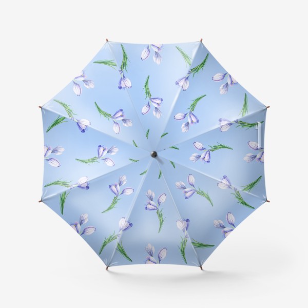 Зонт «Нежный голубой принт с крокусами»