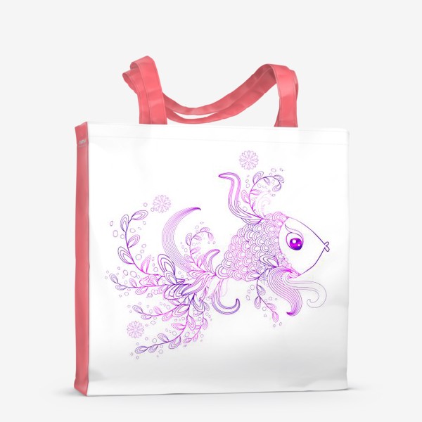 Сумка-шоппер «Рыбка с цветочным орнаментом на хвосте»