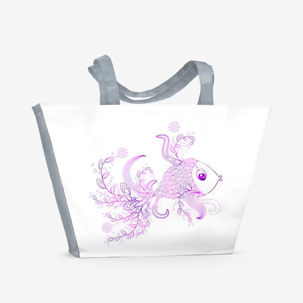 Пляжная сумка «Рыбка с цветочным орнаментом на хвосте»
