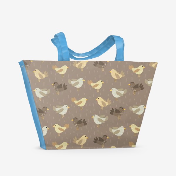 Пляжная сумка «Бежевый узор с птичками»