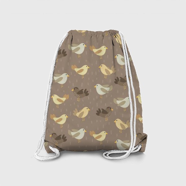 Рюкзак «Бежевый узор с птичками»