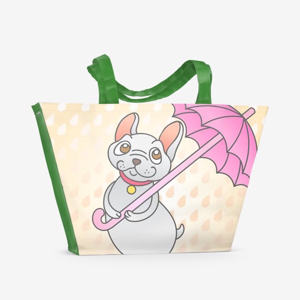 Пляжная сумка «Бульдог с зонтом»