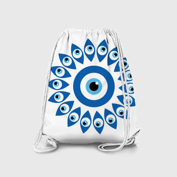 Рюкзак «Мандала греческий сглаз, турецкий символ защиты синий »