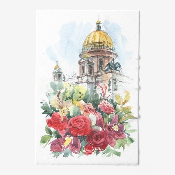 Полотенце «Исаакиевский собор, букет цветок»