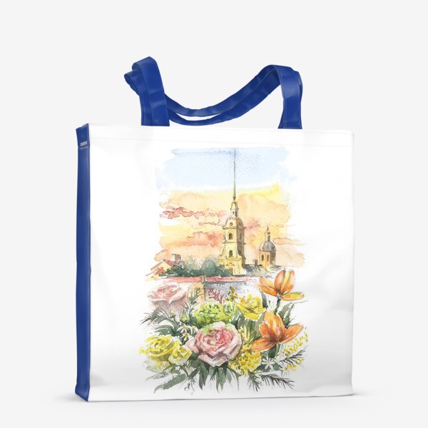 Сумка-шоппер «Петропавловская крепость, весенний букет»