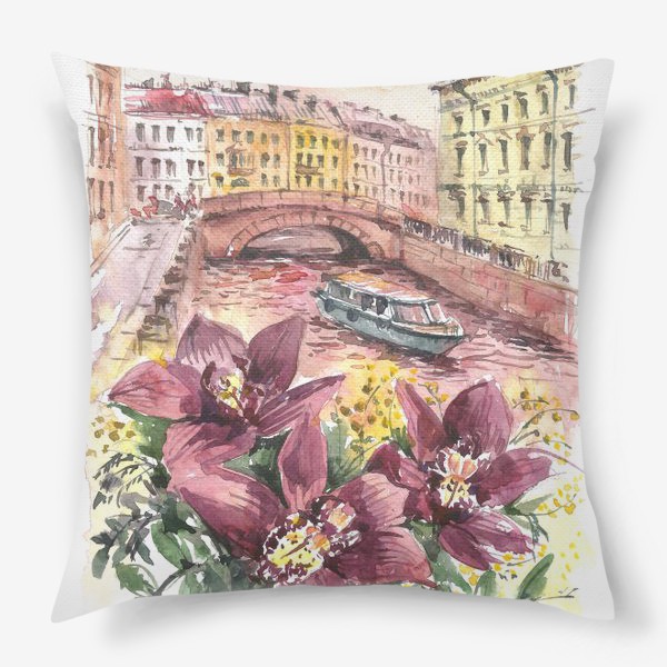 Подушка «Петербург, весна, цветы»