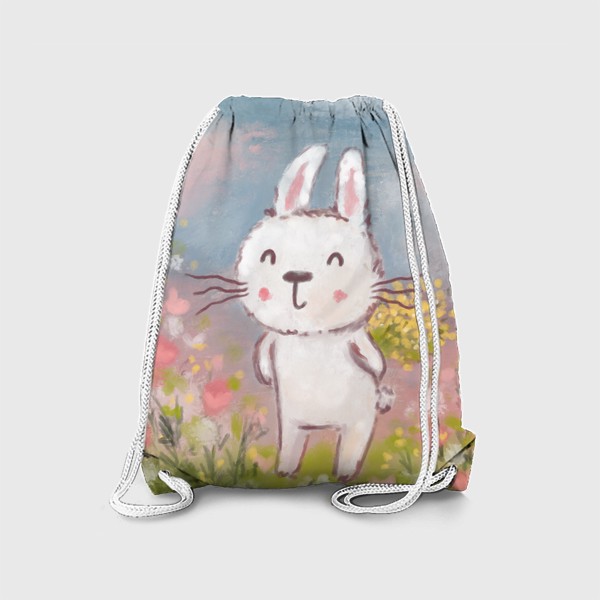 Рюкзак «Милый зайчик с букетом цветов. Весна. Подарок на 8 марта »