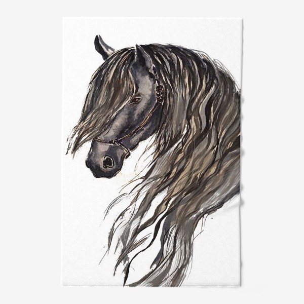 Полотенце &laquo;лошадь конь фриз стильный принт  черная лошадь&raquo;