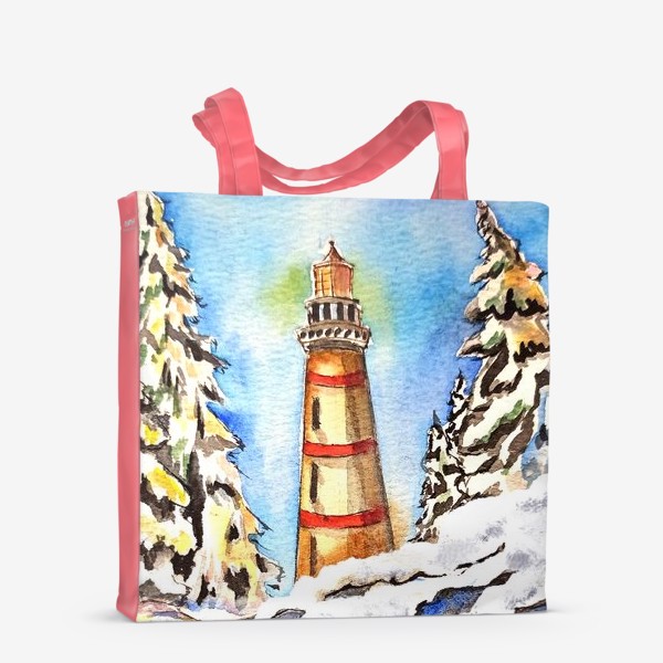 Сумка-шоппер «маяк зима зимний лес елки снег»