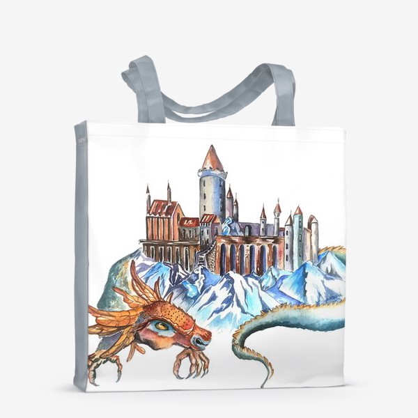 Сумка-шоппер «дракон стильный принт фэнтези дворец»