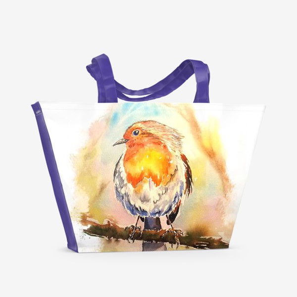 Пляжная сумка «Птички птицы на ветке лето»