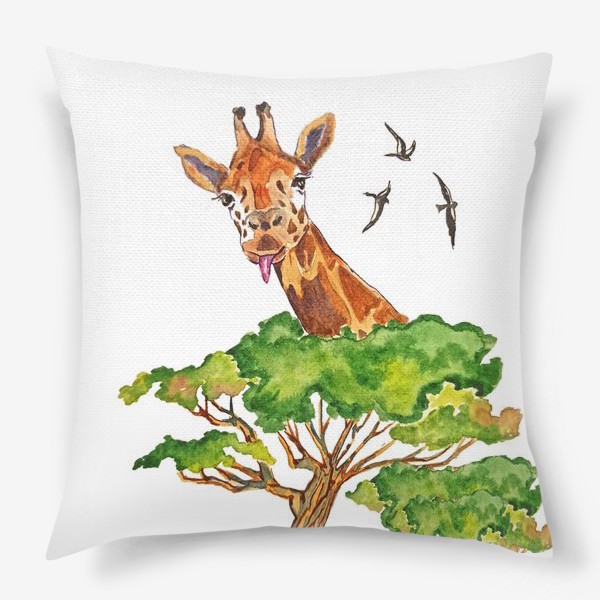 Подушка «жираф стильный принт растения африка»