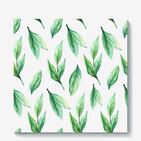 Холст «Зеленые акварельные листья»