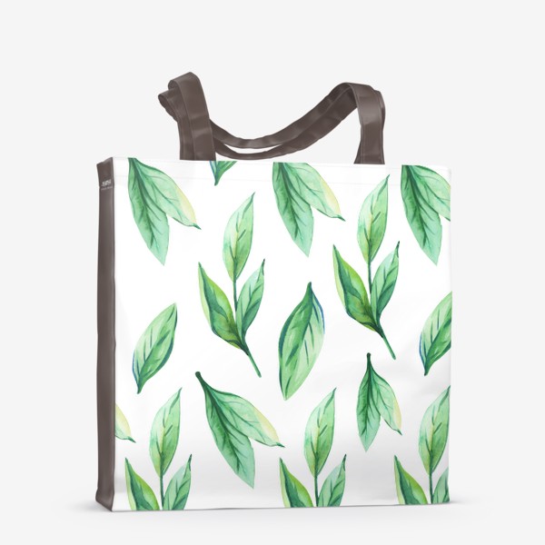 Сумка-шоппер «Зеленые акварельные листья»