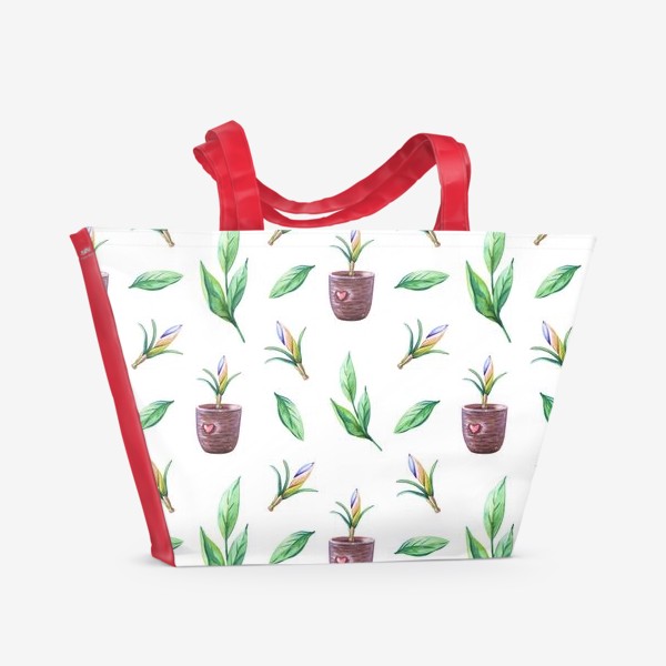 Пляжная сумка «Весенний садовый принт с ростком крокуса»