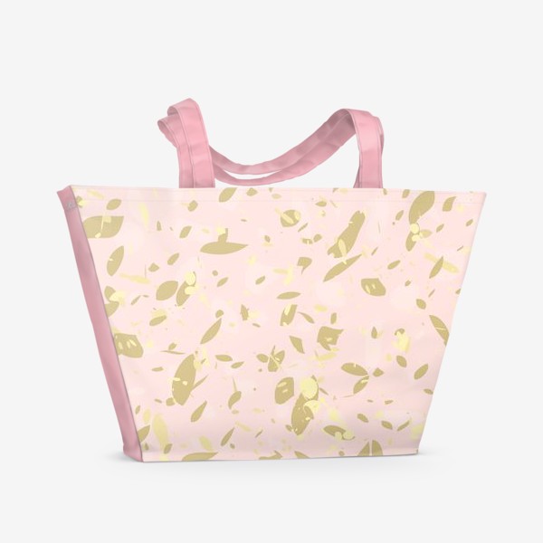 Пляжная сумка « «Бесшовный рисунок терраццо. Абстрактные шаблоны дизайна с текстурой терраццо в пастельных розовых, желтых тонах. »»