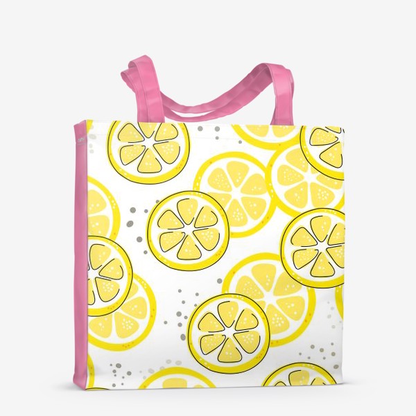 Сумка-шоппер ««Лимон - бесшовная текстура на белом фоне. Свежие желтые плоды лимона, лайма.»»