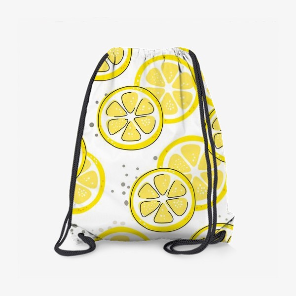 Рюкзак ««Лимон - бесшовная текстура на белом фоне. Свежие желтые плоды лимона, лайма.»»