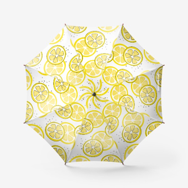 Зонт ««Лимон - бесшовная текстура на белом фоне. Свежие желтые плоды лимона, лайма.»»