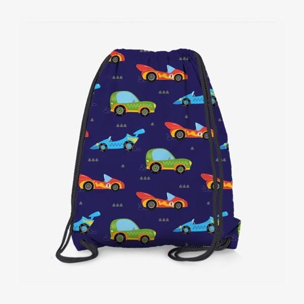 Рюкзак «Разноцветные машины на синем фоне»