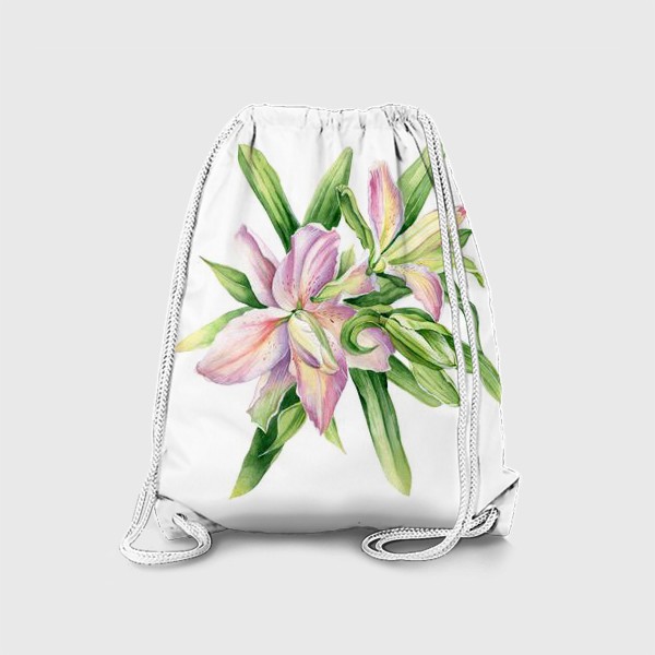 Рюкзак «Розовая лилия акварелью»
