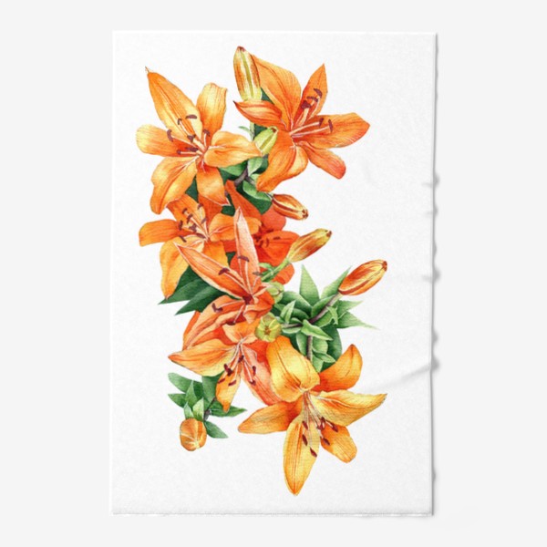 Полотенце «Оранжевая лилия акварелью»