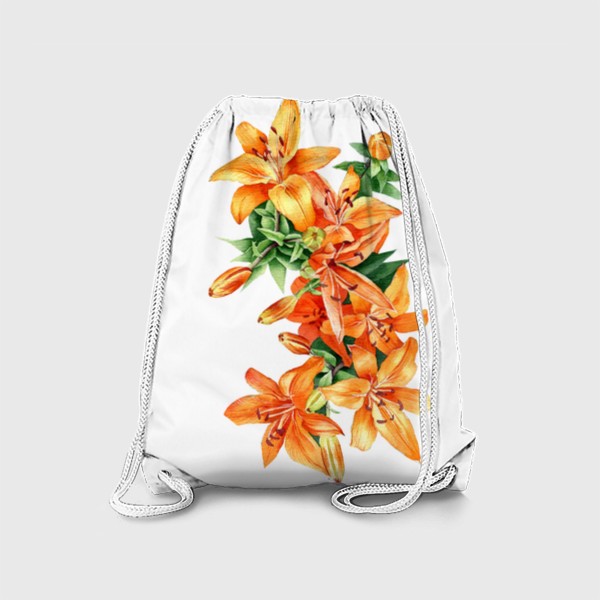 Рюкзак «Оранжевая лилия акварелью»
