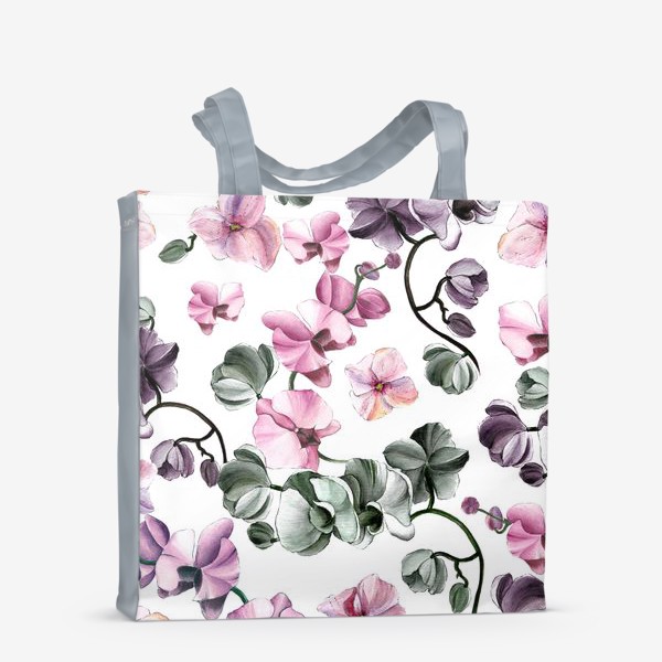 Сумка-шоппер «Орхидеи и гортензии на белом фоне»