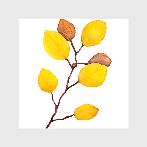 Шторы «Жёлтая веточка эвкалипта Ботаника Флора Ботаническая иллюстрация»
