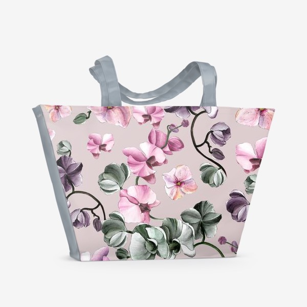 Пляжная сумка «Орхидеи и гортензии»