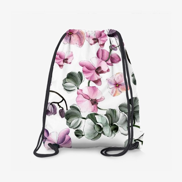 Рюкзак «Орхидеи и гортензии на белом фоне»