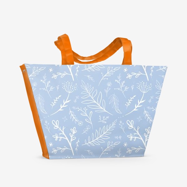 Пляжная сумка &laquo;Весенний паттерн на голубом фоне&raquo;