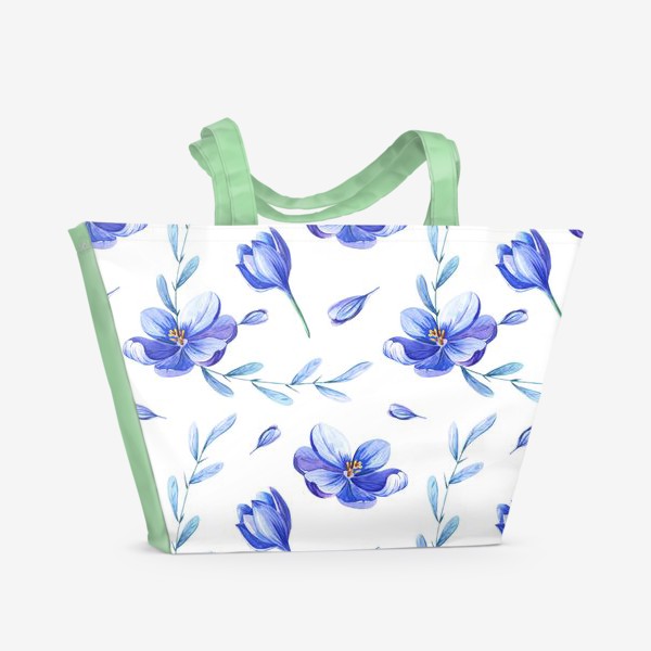 Пляжная сумка &laquo;Весенние крокусы с голубыми веточками&raquo;