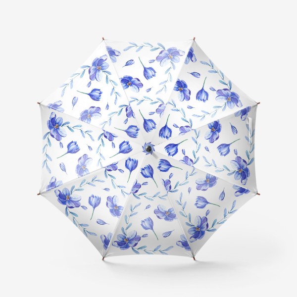 Зонт &laquo;Весенние крокусы с голубыми веточками&raquo;