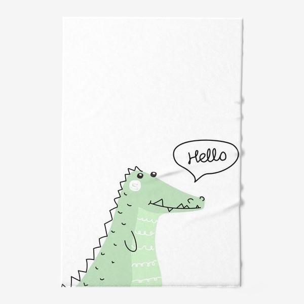 Полотенце « «Крокодил говорит привет. Африканские животные, нарисованные вручную.»»