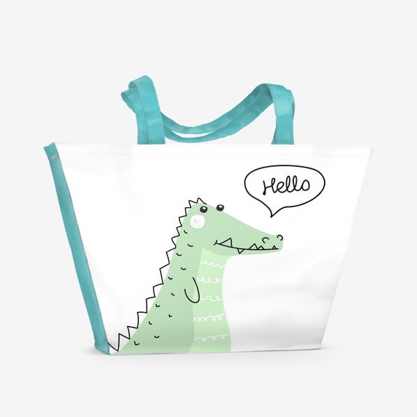 Пляжная сумка « «Крокодил говорит привет. Африканские животные, нарисованные вручную.»»
