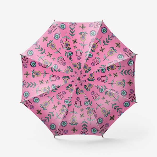 Зонт «Фантастические цветы на розовом»