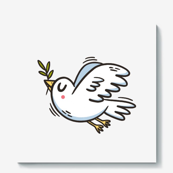 Холст «Белый голубь с веточкой»