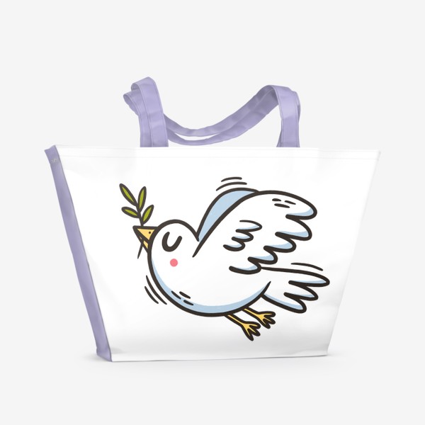 Пляжная сумка «Белый голубь с веточкой»