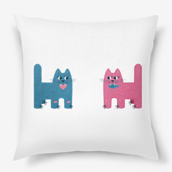 Подушка «Стилизованные коты, кошачья любовь»